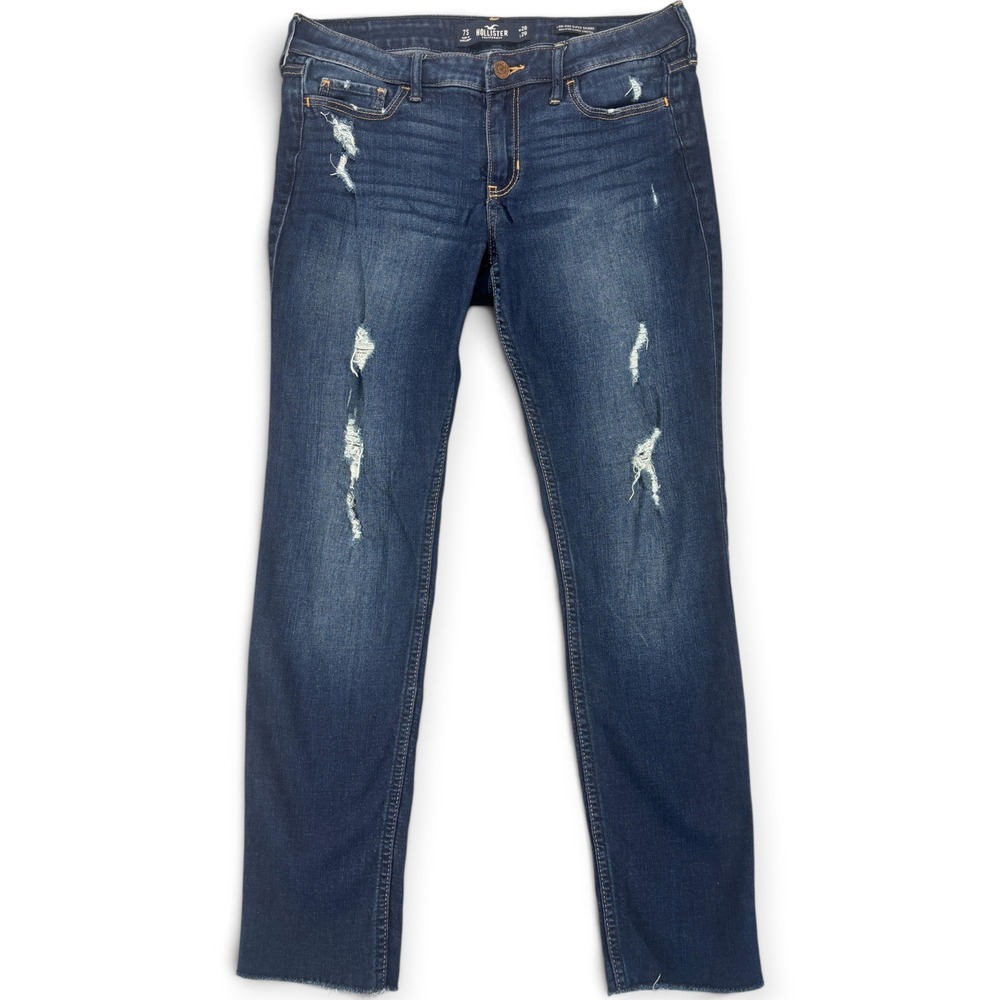 Hollister Womens 7S 28x28 Low Rise Super Skinny Jeans Dark Wash Distressed Y2K
